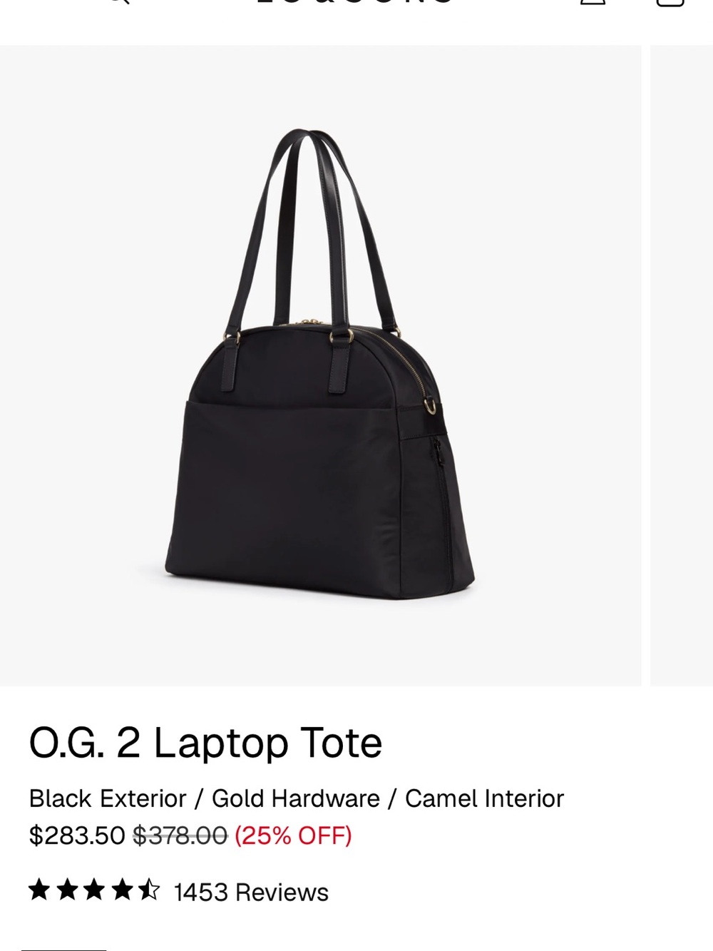 Lo & Sons O.G. 2 Laptop Tote - Black with Gold Hardware - Medium size